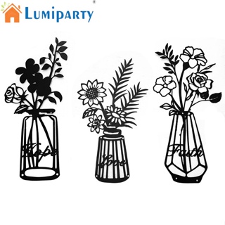 Lumiparty แจกันดอกไม้โลหะ สําหรับแขวนตกแต่งผนัง ห้องนั่งเล่น ห้องนอน 3 ชิ้น