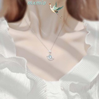 Mxmio สร้อยคอโซ่ จี้รูปดาวเคราะห์ พระจันทร์เสี้ยว ประดับเพทาย แฟชั่นสําหรับผู้หญิง