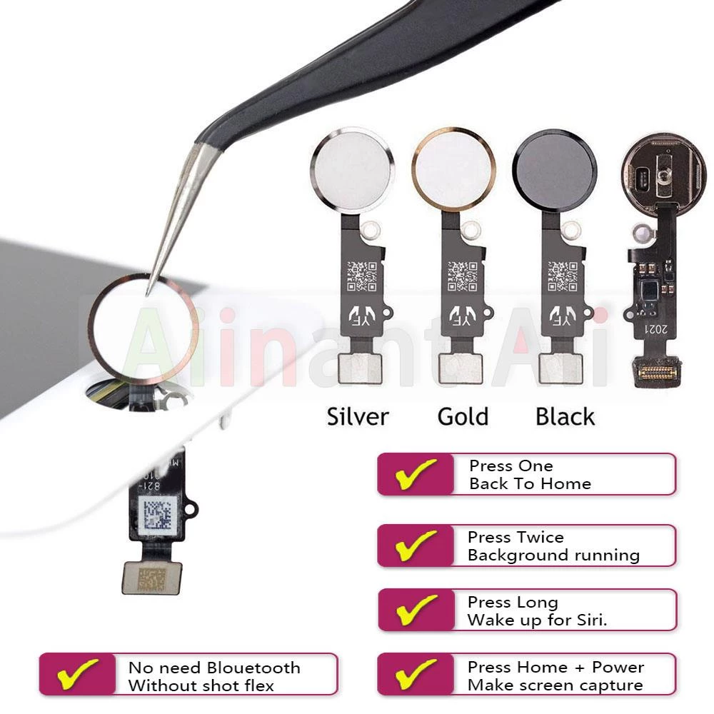 สายแพปุ่ม Home สำหรับ iPhone 6 6s 7 8 Plus 5s SE ไม่มี Touch ID thumbnail 4