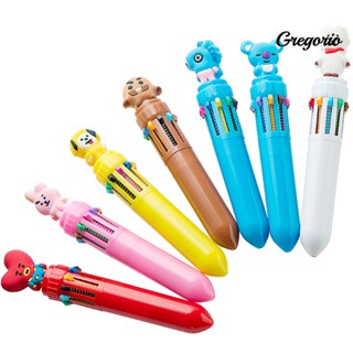 Gregoriomw BTS BT21 ปากกาลูกลื่น ลายการ์ตูน 10 สี เครื่องเขียน สําหรับนักเรียน สํานักงาน โรงเรียน