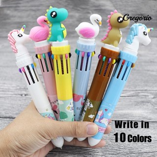 Gregoriomw ปากกาลูกลื่น แบบพลาสติก ลายไดโนเสาร์ 10 สี