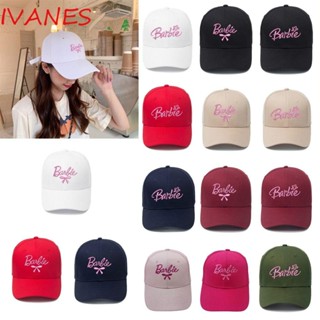 Ivanes หมวกเบสบอล ปักลายการ์ตูนบาร์บี้ สีชมพู ปรับได้ เข้าได้กับทุกชุด สําหรับคอสเพลย์ตกปลา