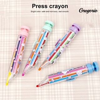 Gregoriomw 8-in-1 ปากกาวาดภาพ หมุนได้ หลายสี ดินสอสี ไม่สกปรก ระบายสีด้วยมือ สําหรับเด็ก สนุกง่าย