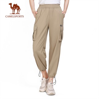 CAMEL SPORTS กางเกงขายาวลําลอง เอวสูง เข้ารูป สีพื้น แฟชั่นสําหรับผู้หญิง