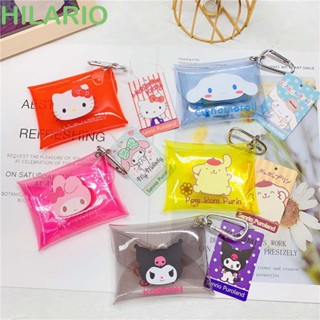 Hilario กระเป๋าใส่เหรียญ แบบใส การ์ตูนน่ารัก นักเรียน กระเป๋าใส่กุญแจ กระเป๋าจี้ ฟิกเกอร์ อะนิเมะ พร้อมพวงกุญแจ Cinnamoroll PVC กระเป๋าใส่หูฟัง