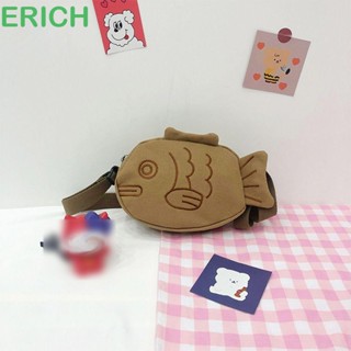 Erich Taiyaki กระเป๋าสะพายไหล่ ผ้าแคนวาส ลายการ์ตูน สไตล์ญี่ปุ่น สําหรับใส่เหรียญ