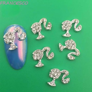 Francesco เครื่องประดับตกแต่งเล็บ บาร์บี้ สีทอง สีเงิน DIY 5 ชิ้น ต่อชุด