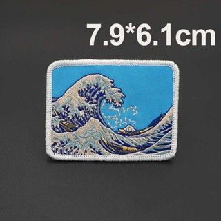 【Customized 】แพทช์เวลโคร ปักลายการ์ตูนอนิเมะ Kanagawa Surf 3D AL10-2 สําหรับตกแต่งเสื้อแจ็กเก็ตยีน หมวก กระเป๋าเป้สะพายหลัง