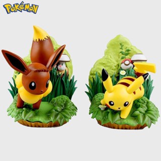 โมเดลฟิกเกอร์ PVC รูปปั้นโปเกม่อน Pikachu Eevee Kawaii ขนาด 14 ซม. เครื่องประดับ สําหรับเก็บสะสม ของขวัญ