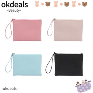 Okdeals กระเป๋าเครื่องสําอาง กระเป๋าถือ มีซิป กันน้ํา แบบพกพา สะดวก แฟชั่นสําหรับผู้หญิง