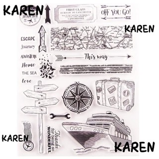 Karen แสตมป์ยางใส ลายแผนที่ 15.5x21 ซม. 6.10x8.27 นิ้ว สําหรับตกแต่งสมุดภาพ DIY 2 ชิ้น