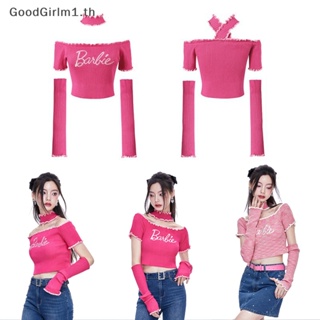 Goodgirlm1 เสื้อครอปท็อป เปิดไหล่ข้างเดียว ผ้าถัก เซ็กซี่ สีชมพู สําหรับตุ๊กตาบาร์บี้