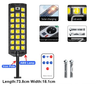 ⚡ฟุต⚡ใหม่ โคมไฟถนน COB พลังงานแสงอาทิตย์ สามแถว สําหรับตกแต่งสวนกลางแจ้ง