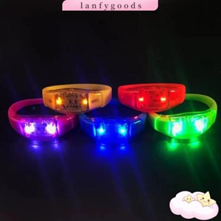 Lanfy สร้อยข้อมือเรืองแสง LED 2 ชิ้น, สายรัดข้อมือ หลากสี กําไลข้อมือ เปิดใช้งานเสียงที่น่าสนใจ เปิดใช้งานไฟกระพริบ สายรัดข้อมือกีฬา ปาร์ตี้