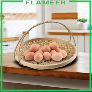 [Flameer] ถาดไม้ไผ่ อเนกประสงค์ สําหรับใส่ขนมขบเคี้ยว ขนมปัง เหมาะกับการพกพา ตั้งแคมป์ ปิกนิก กลางแจ้ง