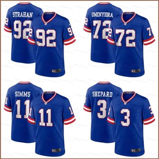 เสื้อยืดกีฬาแขนสั้น ลายทีมชาติฟุตบอล New York Giants HQ1 NFL Umenyiora Strahan Shepard Simms พลัสไซซ์ QH1