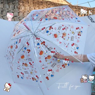 ร่มพับอัตโนมัติ ลายการ์ตูน Hello Kitty Sanrio น่ารัก ใช้ได้สองแบบ 8 กระดูก สําหรับผู้หญิง