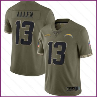 Yx 2022 เสื้อยืดลําลอง แขนสั้น คอกลม พิมพ์ลาย NFL Los Angeles Game Jersey Allen Salute To Service พลัสไซซ์