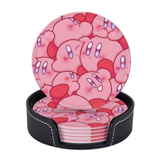 Kirby ที่รองแก้ว แบบหนัง พร้อมที่จับ ป้องกันรอยขีดข่วน และความเสียหาย สําหรับเฟอร์นิเจอร์ 6 ชิ้น