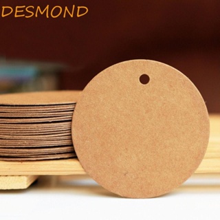 Desmond ป้ายแท็กกระดาษคราฟท์ ทรงกลม สีน้ําตาล DIY สําหรับเย็บผ้า 100 ชิ้น