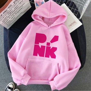 Pink p Nk เสื้อฮู้ดดี้ แขนยาว สไตล์วินเทจ ฮาราจูกุ สําหรับผู้หญิง