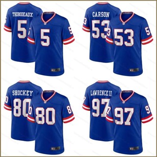 Qy NFL เสื้อยืดลําลอง แขนสั้น คอกลม พิมพ์ลาย New York Giants Game Jersey Lawrence Shockey Carson Thibodeaux พลัสไซซ์ สไตล์คลาสสิก สําหรับผู้ชาย เหมาะกับการเล่นกีฬา