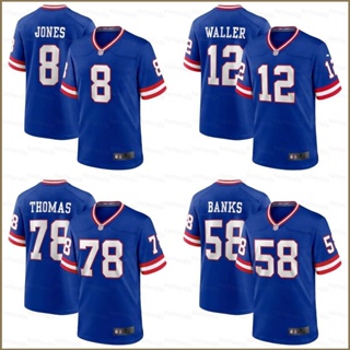 Qy NFL เสื้อยืดลําลอง แขนสั้น พิมพ์ลาย New York Giants Game Jersey Jones Banks Waller Thomas พลัสไซซ์ สําหรับผู้ชาย