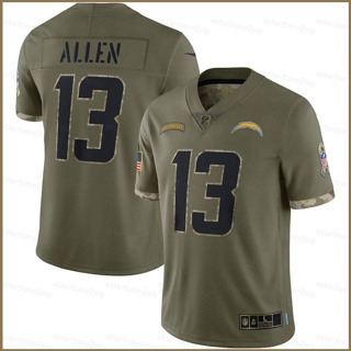 Qy เสื้อยืดลําลอง แขนสั้น คอกลม พิมพ์ลาย NFL Los Angeles Chargers Game Jersey Allen Salute To Service พลัสไซซ์ 2022