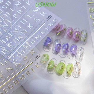 Usnow สติกเกอร์ตัวอักษรภาษาอังกฤษ สีทอง สีเงิน สําหรับตกแต่งเล็บ DIY