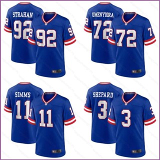 เสื้อยืดกีฬาแขนสั้น ลายทีมชาติฟุตบอล Ani NFL New York Giants Umenyiora Strahan Shepard Simms พลัสไซซ์ สไตล์คลาสสิก