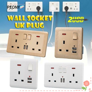 Peonypavilion ซ็อกเก็ตปลั๊กชาร์จ USB ไฟแสดงสถานะ LED มาตรฐาน UK