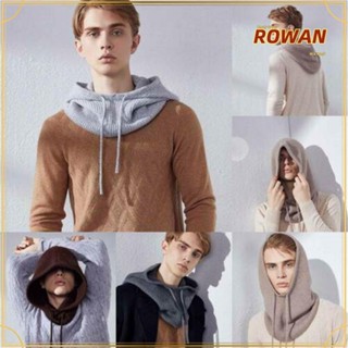 Rowans หมวกถักโครเชต์ ผ้าแคชเมียร์ มีฮู้ด ปรับได้ กันลม