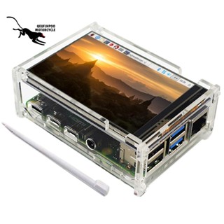 Qeufjhpoo หน้าจอแสดงผลอะคริลิค 3.5 นิ้ว พร้อมปากกา ความละเอียด 320X480 สําหรับ Raspberry Pi 4B 3B+