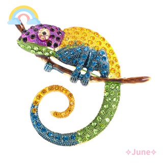 June เข็มกลัดอัลลอย รูปกิ้งก่า สัตว์ กิ้งก่า 4 สี สําหรับตกแต่งเสื้อผ้า