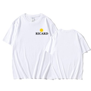 เสื้อยืดแขนสั้น พิมพ์ลาย Ricard American retro สไตล์สตรีท ฮิปฮอป แฟชั่นสําหรับผู้ชาย 2023