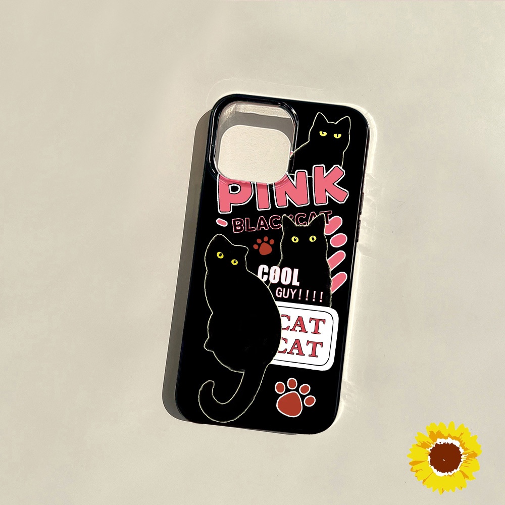 Jellyสีดำแฟชั่นแมวสำหรับIPhone 11 12 13 14 15 Pro Max 7 8 Plus XS Max XR X SE 2 ฝาครอบป้องกันปลอกซิลิโคน
