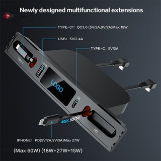 Abongbang ที่ชาร์จ USB ในรถยนต์ หลายพอร์ต พร้อมโลโก้ และสายเคเบิล พับเก็บได้ สําหรับ 2021 2022 2023 Model 3/Y al