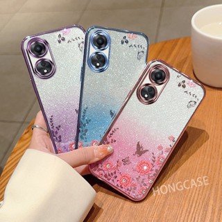 เคสโทรศัพท์มือถือแบบใส แต่งกลิตเตอร์ ไล่โทนสี ระยิบระยับ สําหรับ OPPO A58 4G OPPOA58 5G A 58 2023 A78 A17 OPPOA78 OPPOA17 2023