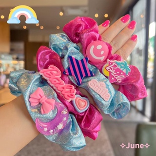 June ยางรัดผมหางม้า แบบยืดหยุ่น สีพื้น แฟชั่น สําหรับตุ๊กตาบาร์บี้