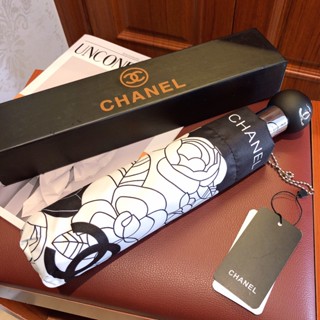 Chanel ร่มพับอัตโนมัติ ม่านบังแดด ร่มกันแดด แบบพกพา ขนาดเล็ก แฟชั่น ระเบิด รุ่น กัน UV ทนทาน ความสง่างาม