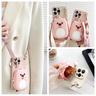 เคสโทรศัพท์มือถือ TPU ลายล็อปปี้น่ารัก พร้อมกระเป๋าสตางค์ และสายคล้อง มีซิป สําหรับ Vivo V27 Pro V27E V25 V23 Pro V23E V21 V21S 5G V20 Pro Y77 5G Y76S Y74S T1 Y75 Y55 5G