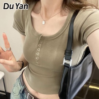 Du Yan Pure desire wind เสื้อยืดแขนสั้น คอยู เข้ารูป ออกแบบดี เหมาะกับฤดูร้อน สําหรับผู้หญิง