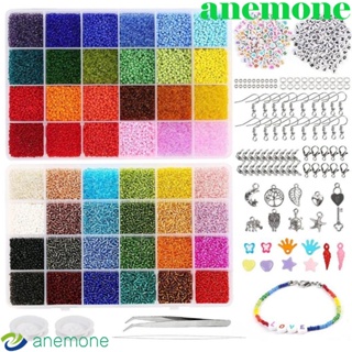 Anemone ลูกปัดแก้ว รูปข้าวปั้นน่ารัก หลากสี แฮนด์เมด DIY สําหรับทําเครื่องประดับ สร้อยคอ สร้อยข้อมือ แหวน ข้าวปั้น