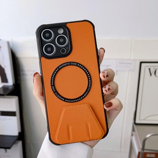 เคสโทรศัพท์มือถือหนัง PU กันกระแทก แบบแม่เหล็กไร้สาย หรูหรา สําหรับ iPhone 14 13 12 11 Promax 14 Plus