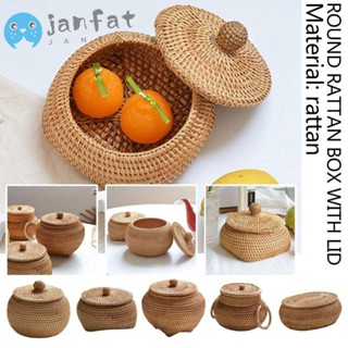 Janfat ตะกร้าหวายสาน ทรงกลม อเนกประสงค์ สําหรับใส่อาหาร