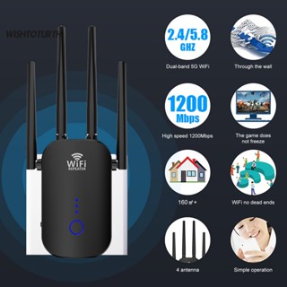 ☼Wt WR758AC เครื่องทวนสัญญาณ WiFi ความเร็วสูง พร้อมเสาอากาศ 5G 1200Mbps สําหรับโรงแรม