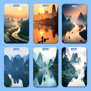 [ซื้อ 2 แถม 1] Guilin กระเป๋าใส่บัตรอาหาร บัตรรถบัส แบบแข็ง รูปภูเขา สําหรับนักเรียน