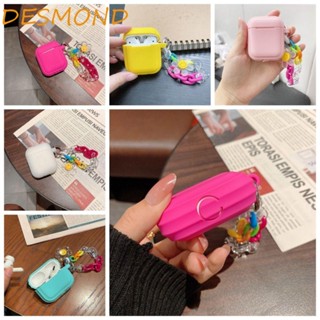 Desmond เคสหูฟังซิลิโคน กึ่งโปร่งใส ลายหน้ายิ้ม พร้อมพวงกุญแจ สําหรับ Airpods 1 2 3 Airpods 1 2 3 Air Pods