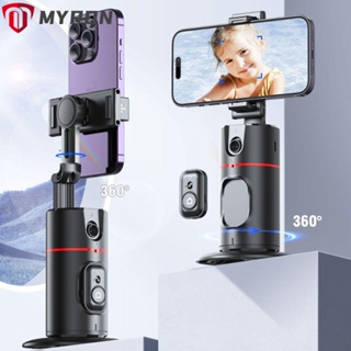 Myron ไม้เซลฟี่ พร้อมตัวกันสั่น ขาตั้งติดตามใบหน้าอัตโนมัติ 360° ไม้เซลฟี่ ติดตามการถ่ายภาพ ที่วางโทรศัพท์ตั้งโต๊ะ แบบติดตามอัจฉริยะ Tiktok Live