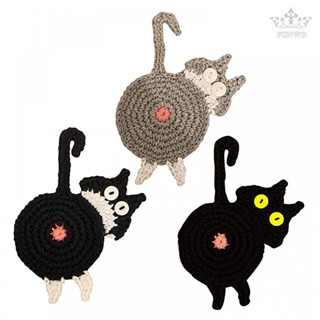 【FUNWD】Coaster 15*10cm Black Knitting Wool Orange High Quality Table Coasters